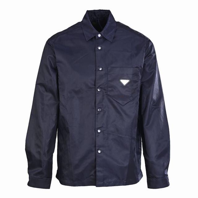 prada Rpd recycled nylon long-sleeved shirt . This navy blue shirt is crafted f