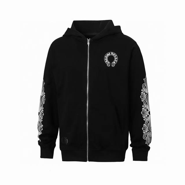 High-quality Chrome Hearts horseshoe-print cardigan zip-up jacket, unisex. Cust