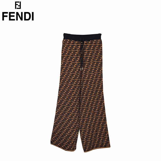 Fendi 25Fw classic floral women's knitted wide-leg trousersThe whole thing is hi