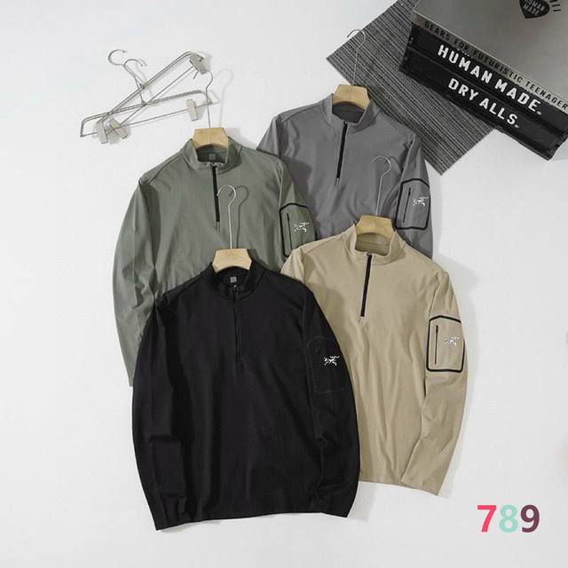 Arcteryx Autumn/Winter Solid Color Base Layer Breathable Brushed Stand Collar L