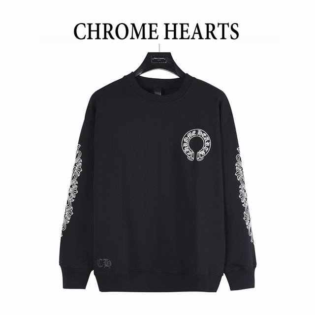 Chrome Hearts' crewneck sweatshirt with horseshoe and Sanskrit embroidery on th