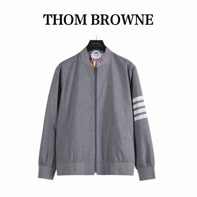Tb yarn-dyed wool blend four-bar baseball jacket. Thom Browne. Tb wool yarn-dyed