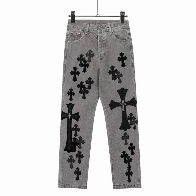 High-end Chrome Hearts Sexrecords series limited edition cowhide jeans, unisex.
