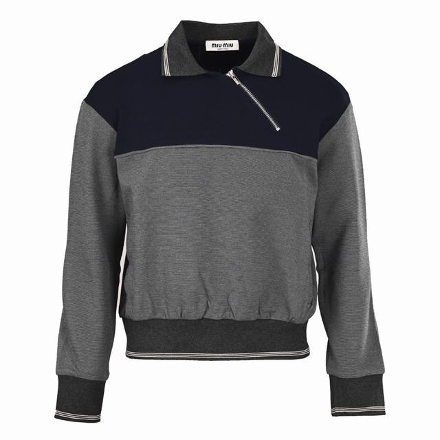 Miu Miu Mm contrast color side zipper sweatshirtauthentic 25400 purchased and de