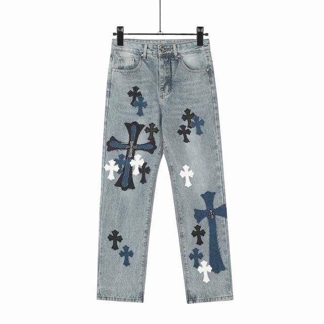 High-end Chrome Hearts Sexrecords series limited edition cowhide jeans, unisex.