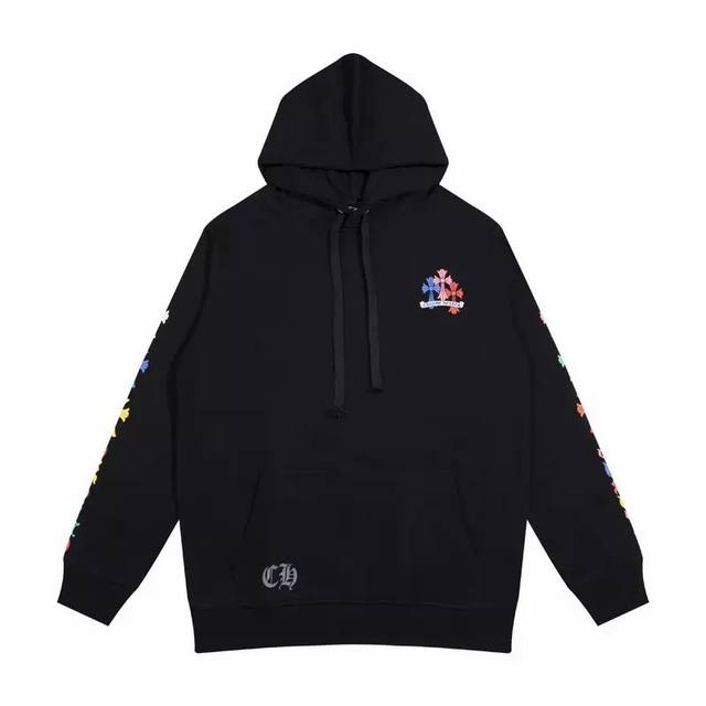 High-quality Chrome Hearts hooded sweatshirt with colorful overlapping cross ar