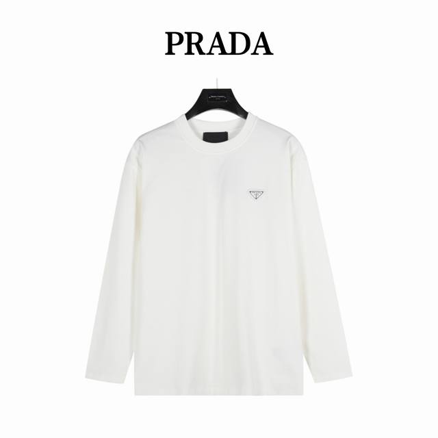 prada This long-sleeved top with a triangle logo on the chest is made from custo
