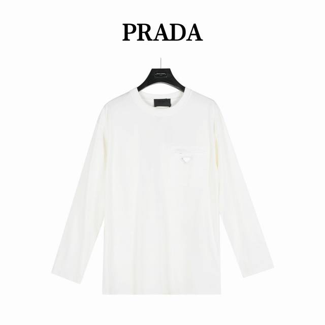 prada This Prada long-sleeved shirt with a zippered chest pocket and triangle lo