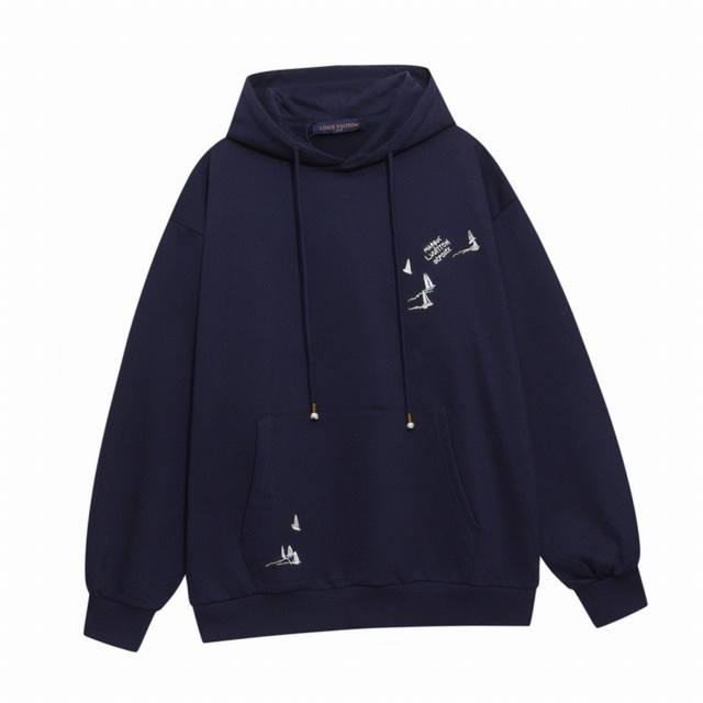 Louis Vuitton 's new autumn/winter hooded sweatshirt with embroidered sailboat
