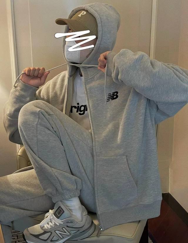 Nb New Balance Embroidered American Drop Shoulder Wide Cardigan Sweatshirt Hoode
