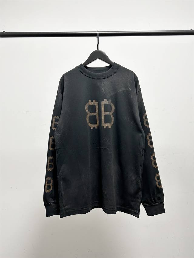 High-quality edition! Balenciaga's new Bitcoin long-sleeved T-shirt for Fall 20