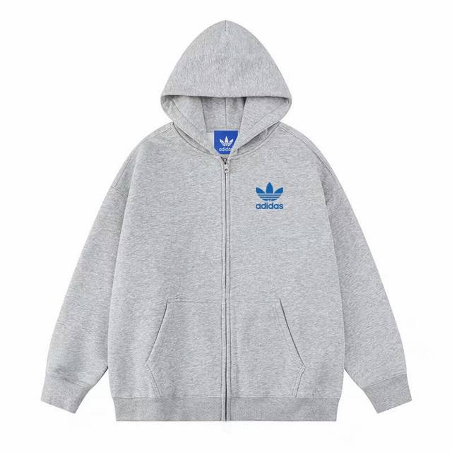 Adidas Trefoil Spring and Autumn Cardigan Zipper Hooded Sweatshirt Terry JacketS