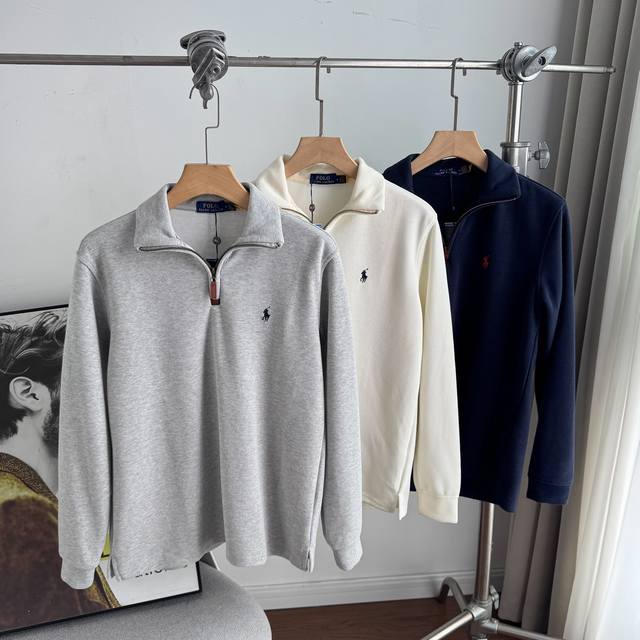 Ralph Lauren embroidered pony logo half-zip turtleneck long-sleeved knit sweatsh