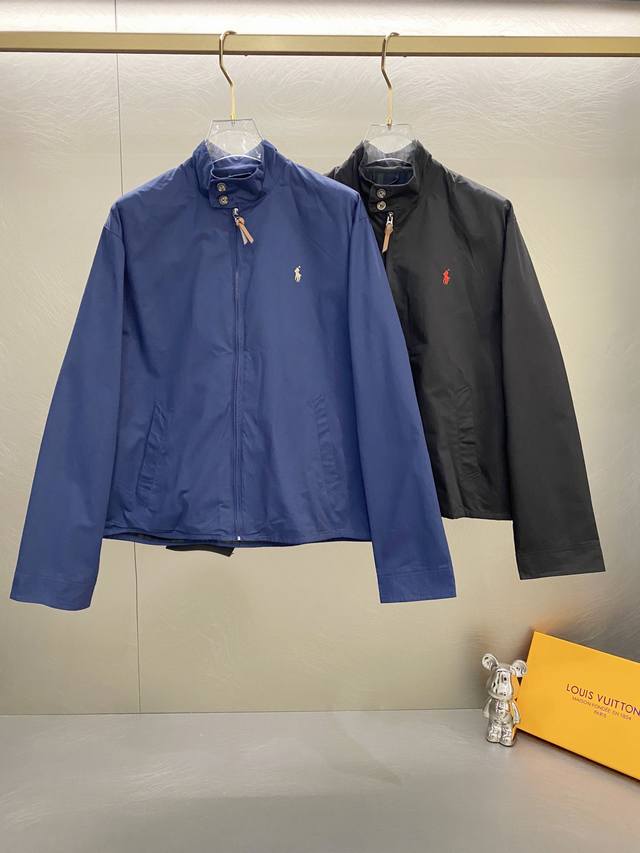Ralph Lauren's classic tri-color unisex jacket with a zip-up collar and stand-up