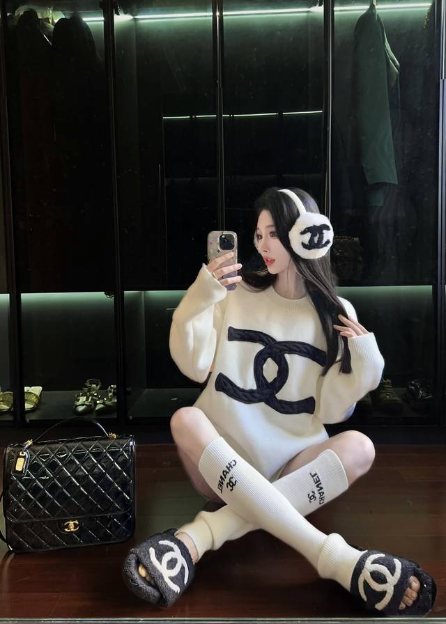 Original foreign trade Chanel 24Ss heavy-woven cable-knit classic large logo jac