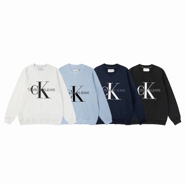 Calvin Klein Ck classic letter embroidery + printed couple round neck sweatshirt