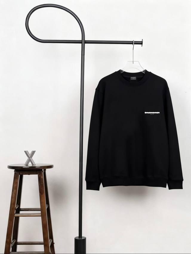 New arrival Balenciaga sealing tape ink altered small printed logo round neck sw