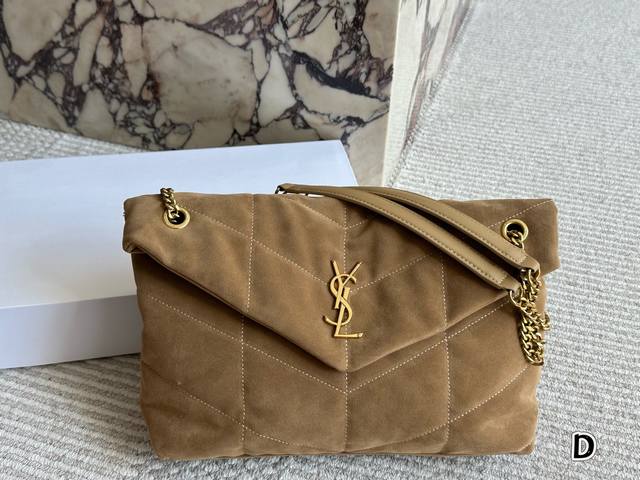 Comes with box Size: 32 23cm Medium Ysl cloud bag Loulou puffer Caramel suede F