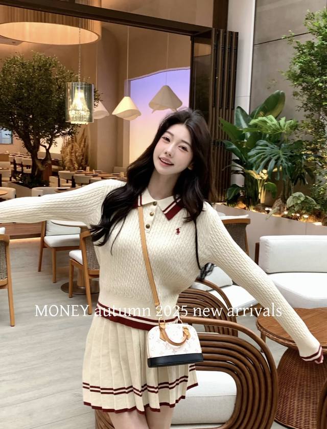 High-end set Polo Ralph Lauren RL pony knit suit, elegant and girlish Sweet and