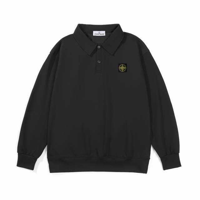 Stone Island 25Ss new spring and autumn chest badge embroidered logo lapel long-