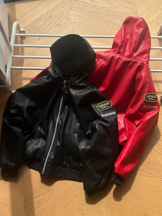 Available: Supreme x Vanson Leathers Fw24 Jacket, Logo Embroidered Patches, Hoo