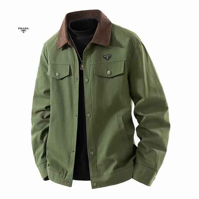 Prada high-quality 25Ss autumn three-color new casual jacket for men with long