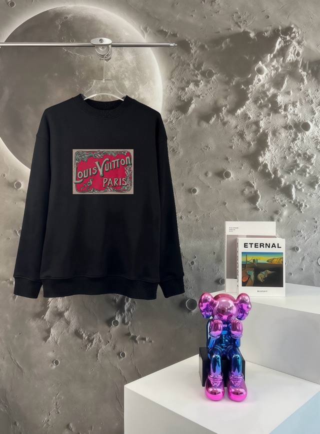 High-quality Lv25Ss letter-printed terry crewneck sweatshirt for couples, loose