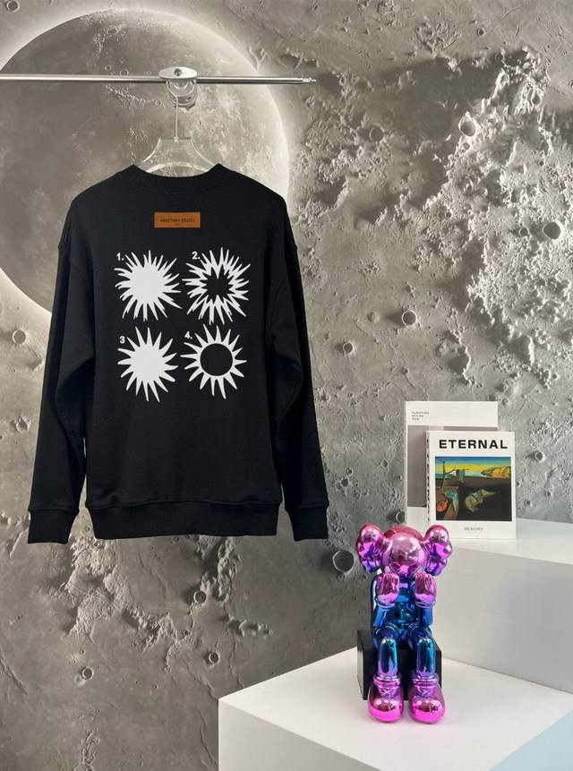 High-quality Lv25Ss letter-printed terry crewneck sweatshirt for couples, loose