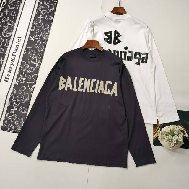 Sizes Xs-L Popular Balenciaga 2025 Ss Classic Tape-Stretched Printed Crew Neck