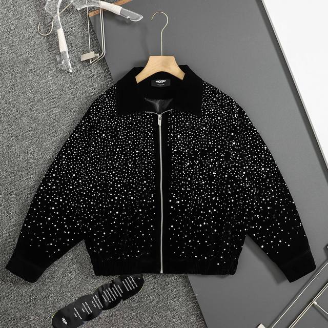 Goodbraand Silver Starry Night Corduroy Baseball Zipper Jacket - Full set of 1:1