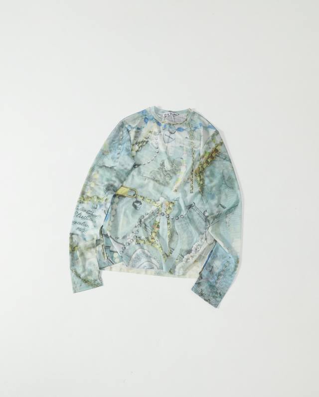 Acne Studios 25Ss's latest 3D-printed lace, pearl chain, and mesh long-sleeved b