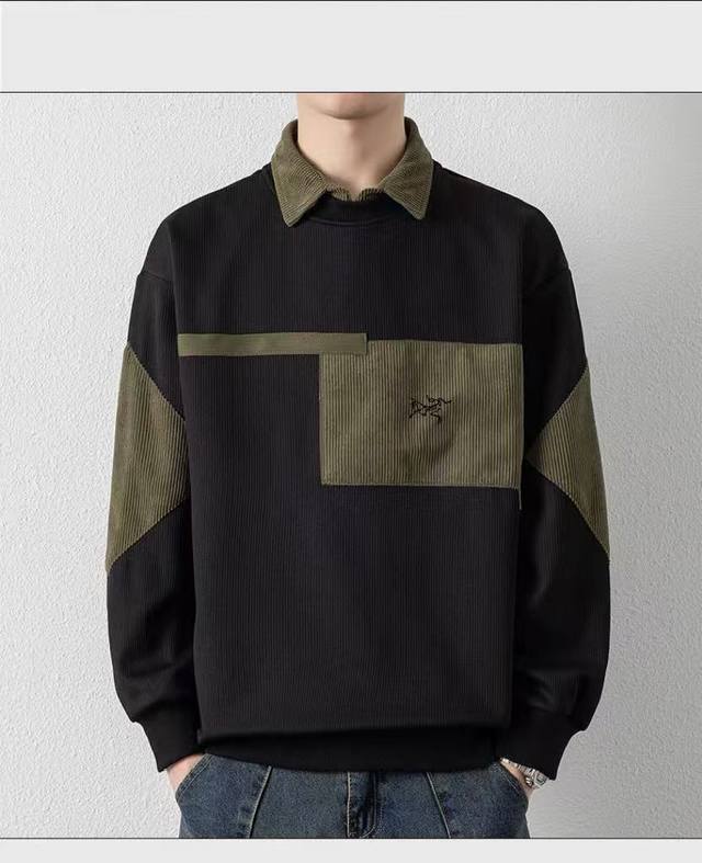 Arc'teryx Men's Autumn/Winter Shirt-Collar Striped Casual Business Faux Two-Piec