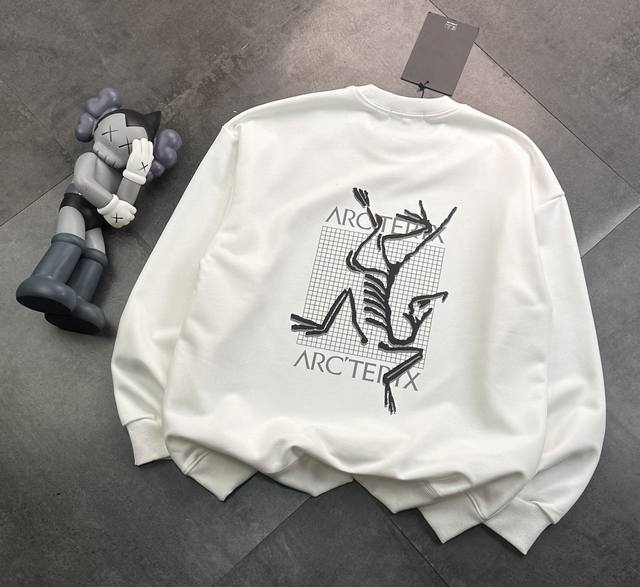 Trendy brand Arc'teryx checkerboard new round neck terry sweatshirt casual coupl