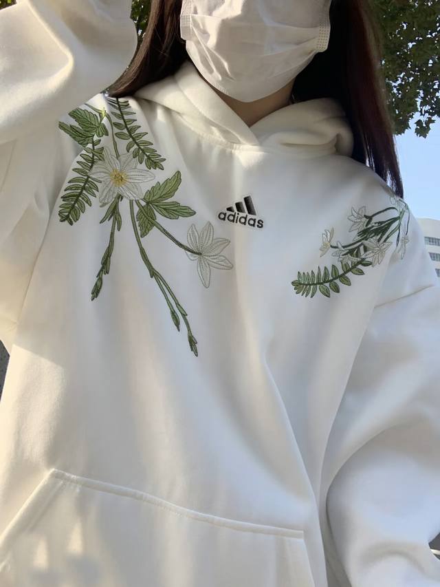 Adidas heavyweight pure cotton hooded sweatshirt for men, thickened couple style