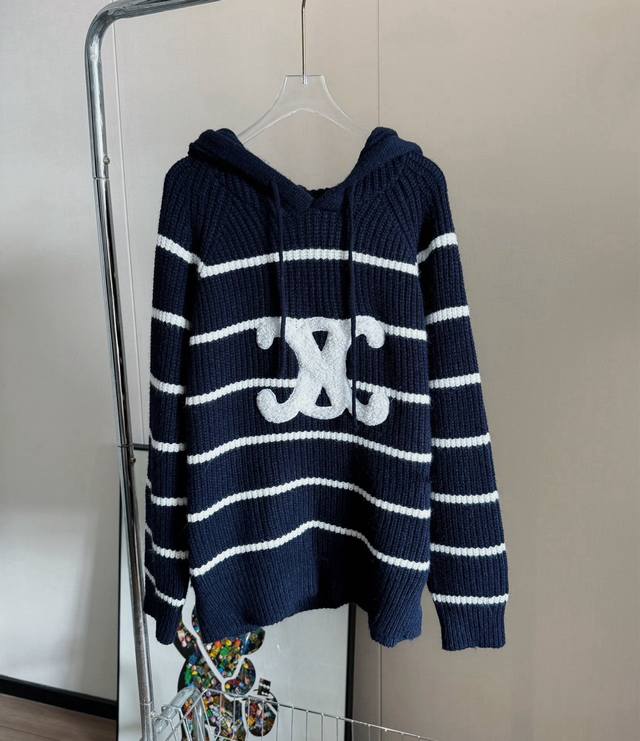 Price p: Product Name: Celin*Celine Milk Cake Striped Hooded SweaterSize: M-L C