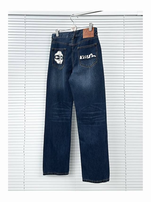 Fushen Seagull Kamon Jeans, Dark Blue, 30-36, No 35 Evisu Fushen 2025 Fall New M