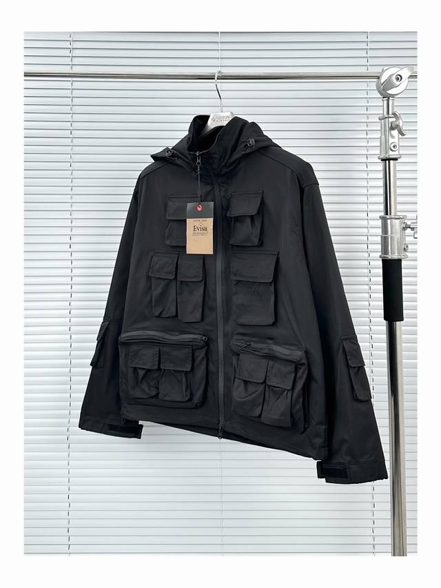 Fushen Multi-Pocket Hooded Jacket (Black, Medium-Xxl) Evisu 2025 Fall Vintage Co
