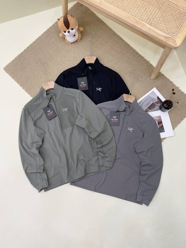 Arc,Teryx Men's Autumn and Winter Self-Heating Warm Fleece Half-Zip Sports Long-