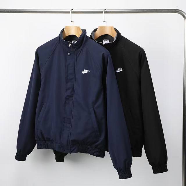 Nike Harrington velvet stand collar jacket loose coat men's 24 autumn new retro