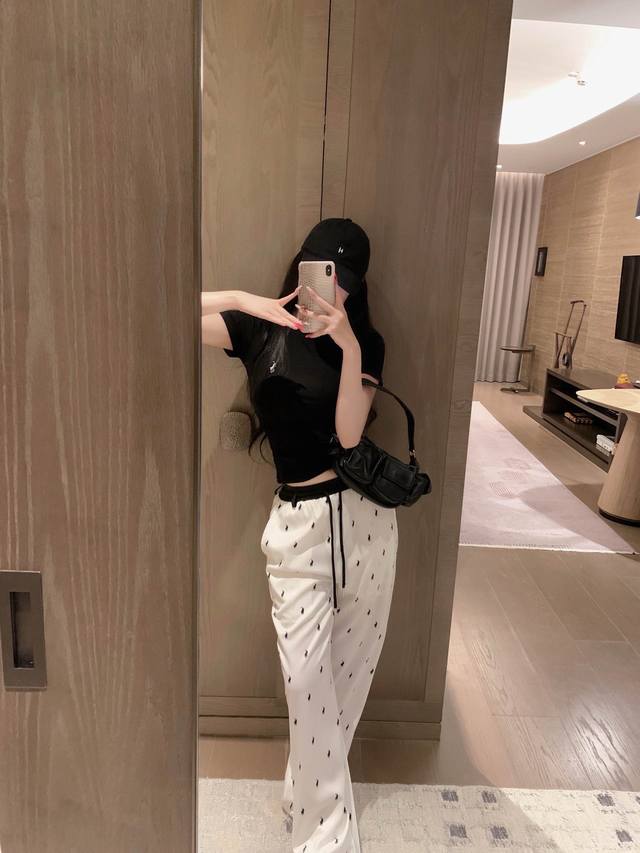 New Arrival Rl Ralph Pony Full Print Colorblock Drawstring Elastic Waist Casual