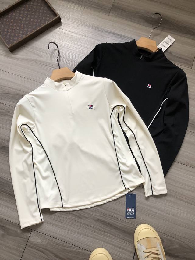 Women's! F Le logo embroidered women's half-zip tennis long-sleeved T-shirt. Co