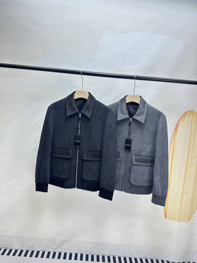 New Emporio Armani Armani light luxury men's twill patchwork suede large pocket