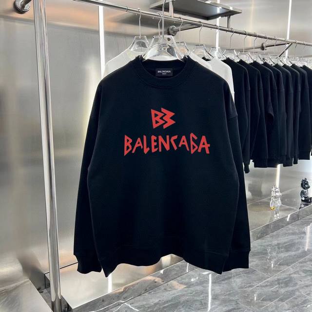 for 2025Ss spring new Balenciaga round neck pullover casual sweatshirt with gra