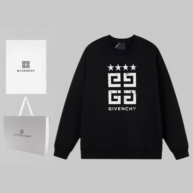 Offers Givenchy four-star logo distressed casual crewneck sweatshirt. Conceptua