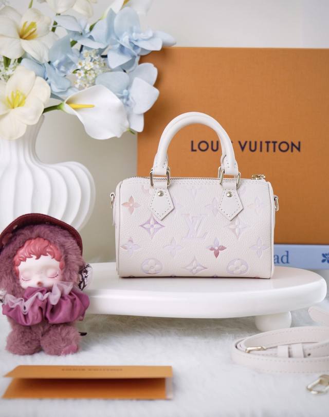 comes with a foldable gift box. Lv's new Speedy Nano in a dreamy gradient purpl