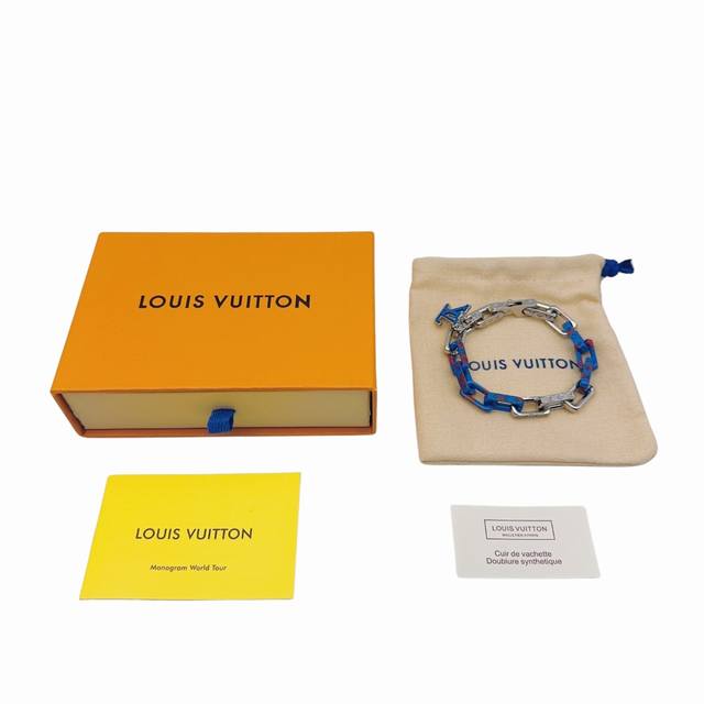 Louis Vuitton braided stainless steel, resin, and plexiglass metal bracelet in b