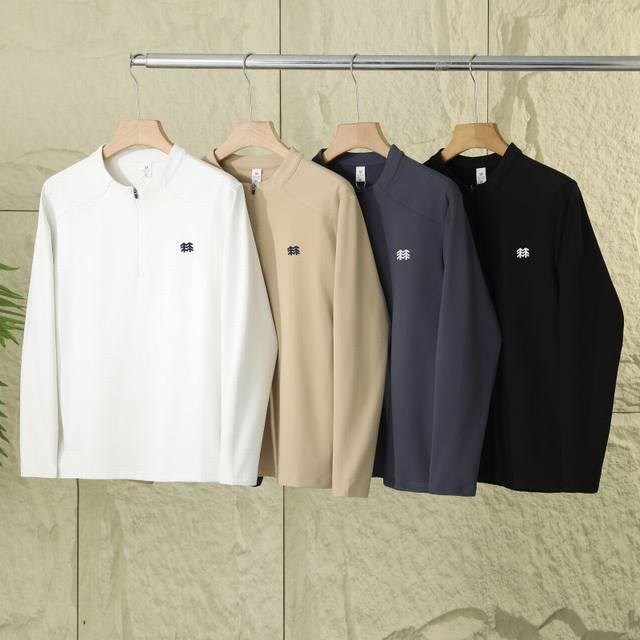 Descente 3D Laminated Sports Series Stand-Up Collar Half-Zip Long-Sleeved Brushe