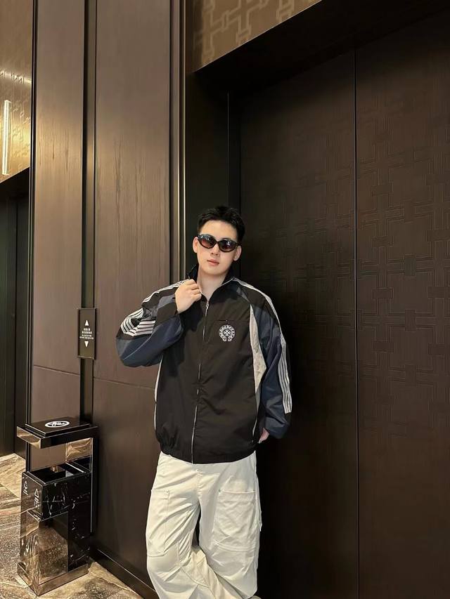 Chromehear Chromehear horseshoe embroidered patchwork and color-blocked stand-up