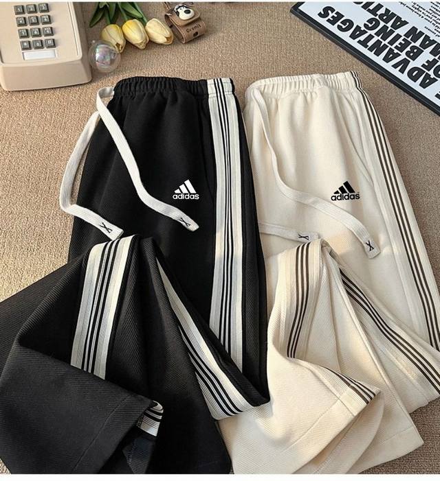 Adidas new spring and autumn solid color patchwork casual pants, versatile spor