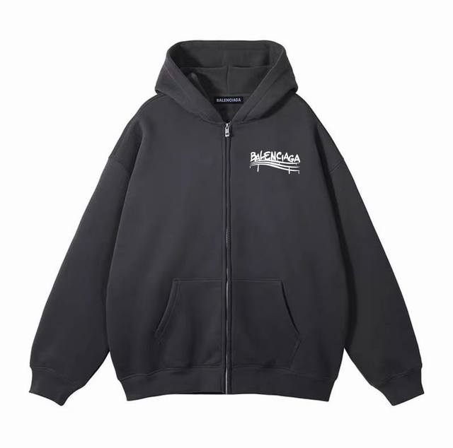 Balenciaga scratch graffiti spring and autumn hooded cardigan zipper sweatshirt